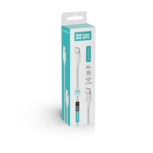 Кабель 1m Type-C/Type-C Colorway (TPE) (PD Fast Charging 100W) 5.0А (CW-CBPDCC058-WT) White