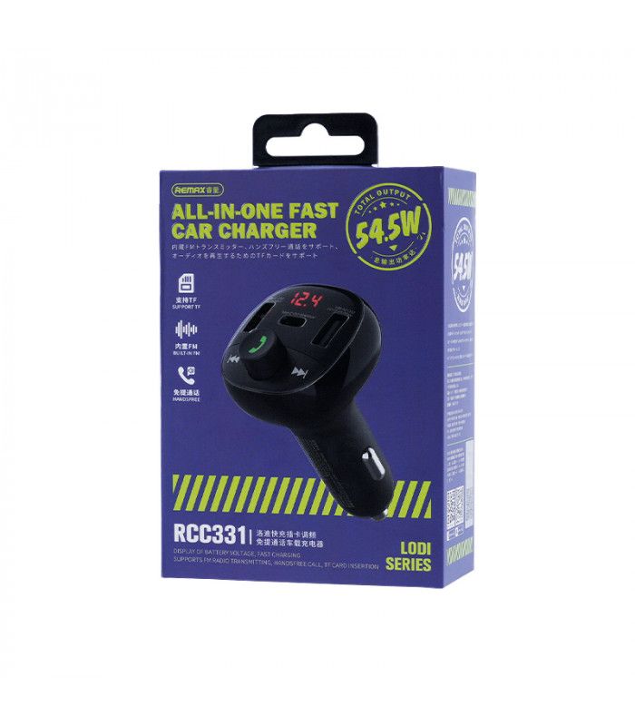 FM-трансмітер Remax Lodi Series 2xUSB + Type-C 54.5W Black