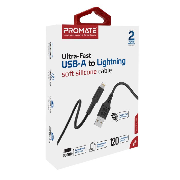 Кабель 1.2m USB 2.0 / Lightning Promate (POWERLINK-AI120.BLACK) Black